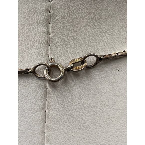 Vintage Sterling Silver Turquoise Heart Pendant Necklace 925 Italy 18" Chain - Picture 5 of 8